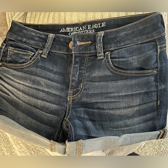 AEO American Eagle Denim Cutoff Shorts in Super Stretch Like New AEO Denim Cafe - Picture 2 of 11